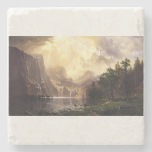 Posavasos De Piedra Albert Bierstadt Among the Sierra Nevada Mountains