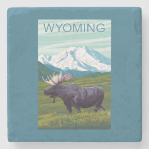 Posavasos De Piedra Alces con MountainWyoming