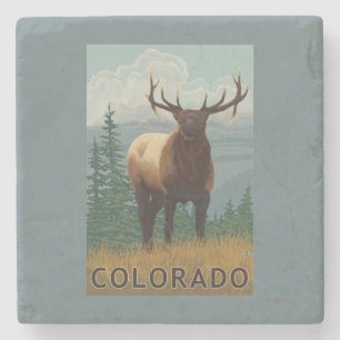 Posavasos De Piedra Alces SceneColorado