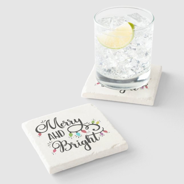 Posavasos De Piedra alegres y luminosas luces de vacaciones (Lateral)