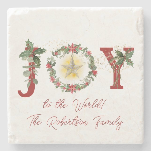 Posavasos De Piedra Alegría de la luz de las estrellas a los Navidades (Anverso)