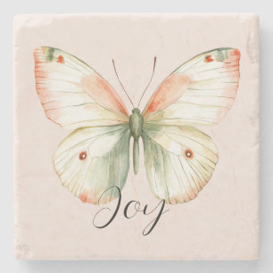 Posavasos De Piedra Alegria de Mariposa Melocotón Bonito