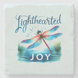 Posavasos De Piedra Alegría iluminada - Dragonfly artístico