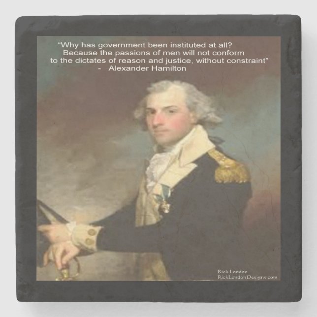 Posavasos De Piedra Alexander Hamilton & Coasters de Piedra con Frase (Anverso)
