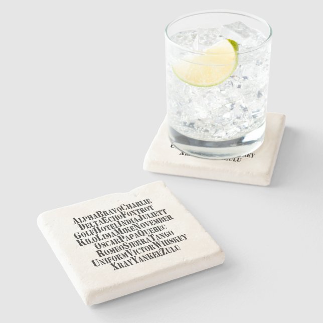 POSAVASOS DE PIEDRA ALFABETO FONETICO / PALABRAS DE CÓDIGO (Lateral)