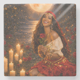 Posavasos De Piedra alfombra gitana roja