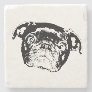 Posavasos De Piedra Alfombrilla de línea de pug audaz