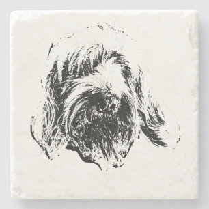 Posavasos De Piedra Alfombrilla de perro Spinone – Foto de cabeza con