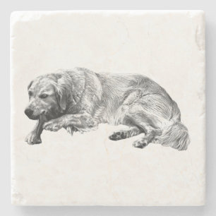 Posavasos De Piedra Alfombrilla de perro tranquila hace que las reunio