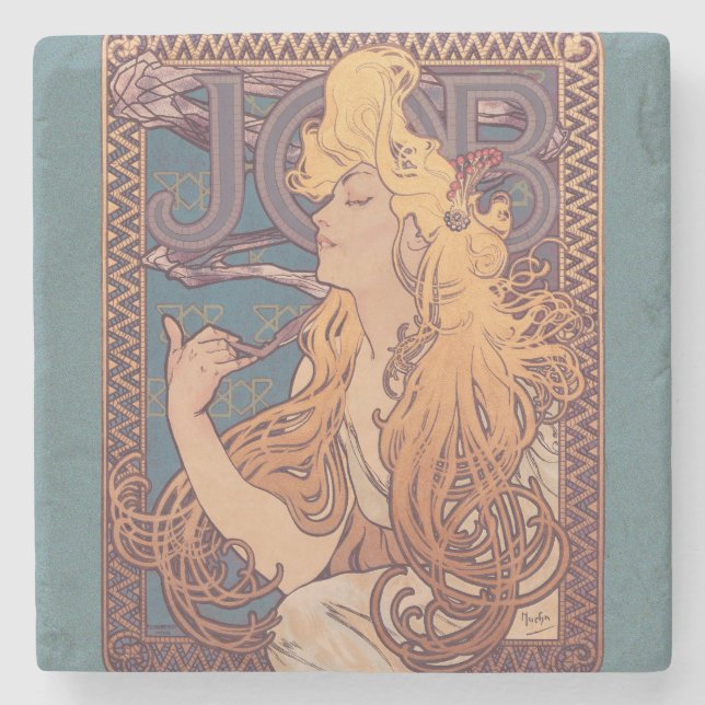 Posavasos De Piedra Alfonse Mucha Job Art Nouveau (Anverso)