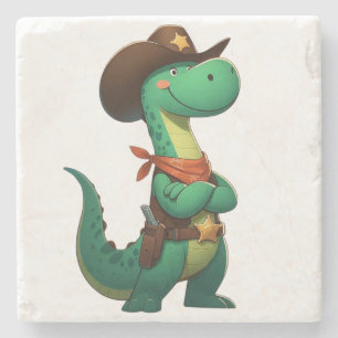 Posavasos De Piedra Alguacil/vaquero de dinosaurio