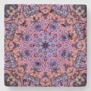 Posavasos De Piedra Alien Kaleidoscopic Mandala morado intrincado