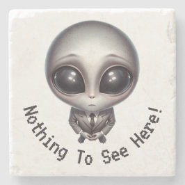 Posavasos De Piedra Alien - ¡Nada Que Ver Aquí!