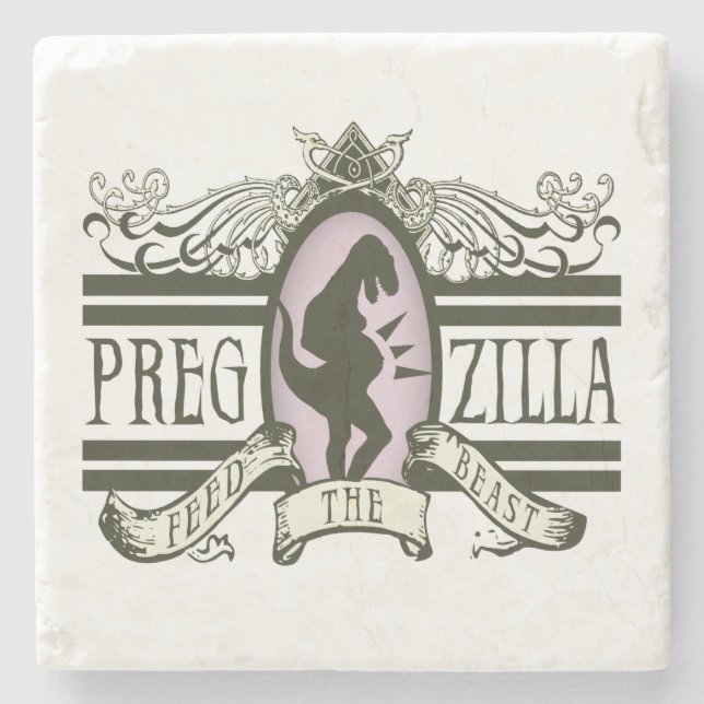 Posavasos De Piedra Alimentación de Pregzilla la bestia (Anverso)