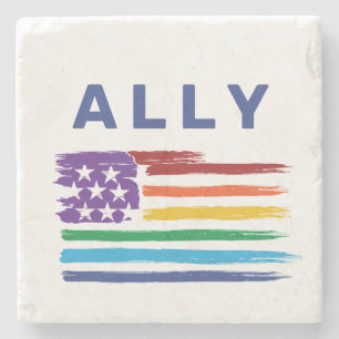 Posavasos De Piedra Ally Artistic Rainbow Flag