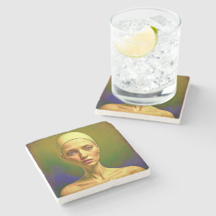 Posavasos De Piedra Alma de porcelana agrietada - Retrato colorido