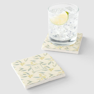 Posavasos De Piedra Almohada decorativa mediterránea de rama de olivo
