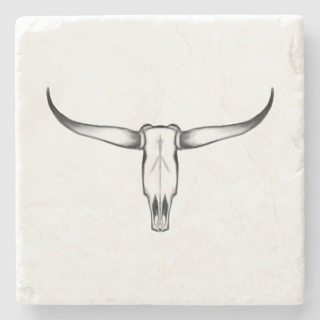 Posavasos De Piedra Almohada del cráneo de Texas Longhorn (Anverso)