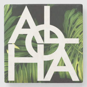 Posavasos De Piedra Aloha Moderno Palma Vibraciones de la Isla de Hawá