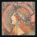 Posavasos De Piedra Alphone Mucha Hermosa Señora de Art Nouveau<br><div class="desc">Una impresionante belleza Art Nouveau para sentarse sobre una mesa en su casa. ¡Asegúrate de recibir cumplidos! Detalle del diseño de un anuncio de Alphone Mucha utilizado en 1896.</div>