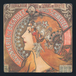 Posavasos De Piedra Alphone Mucha Hermosa Señora de Art Nouveau<br><div class="desc">Una impresionante belleza Art Nouveau para sentarse sobre una mesa en su casa. ¡Asegúrate de recibir cumplidos! Detalle del diseño de un anuncio de Alphone Mucha utilizado en 1896.</div>