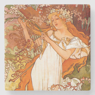 Posavasos De Piedra Alphonse Mucha modernidad primavera