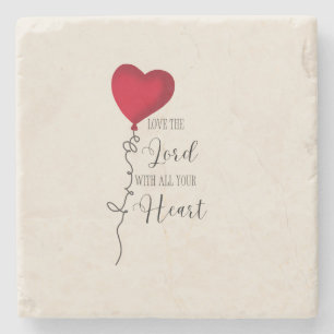 Posavasos De Piedra Ama al Señor & Globo del Corazón