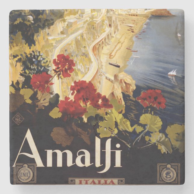 Posavasos De Piedra Amalfi Italia Viaje Afiche Arte Gráfico (Anverso)