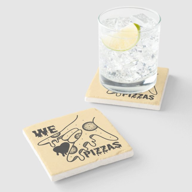 Posavasos De Piedra Amamos las pizzas - Pizza Love - ASL ILY Obsession (Lateral)