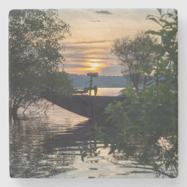 Posavasos De Piedra Amanecer del barco pesquero