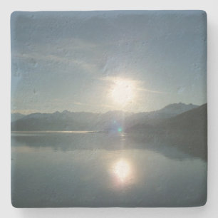 Posavasos De Piedra Amanecer sobre el fiordo universitario Alaska Foto