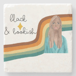 Posavasos De Piedra Amante del libro retro negro y de biblioteca