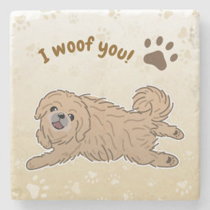 Posavasos De Piedra Amante feliz del perro pequinés te quiero con pata