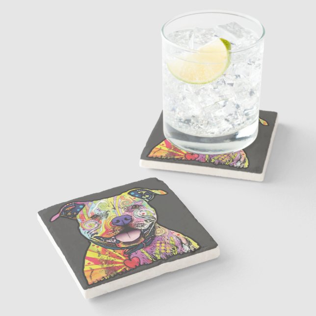 Posavasos De Piedra Amantes de los perros v01 (Lateral)