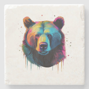 Posavasos De Piedra Amantes del oso pardo arte pop Gran oso pardo