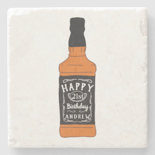 Posavasos De Piedra Amantes del whisky del cumpleaños de la botella d