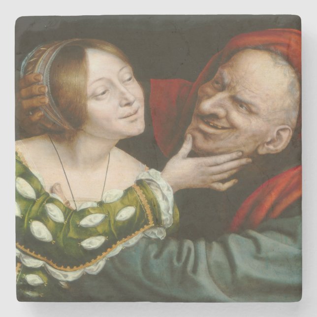 Posavasos De Piedra Amantes Ill-Matched (por Quentin Massys) (Anverso)