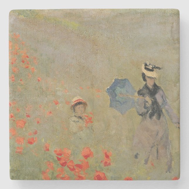 Posavasos De Piedra Amapolas salvajes de Claude Monet el |, cerca de (Anverso)
