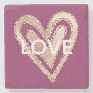 Posavasos De Piedra Amar el corazón rosa de Rubor magenta