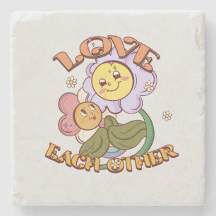 Posavasos De Piedra Amar unos a otros Diseño floral caprichoso