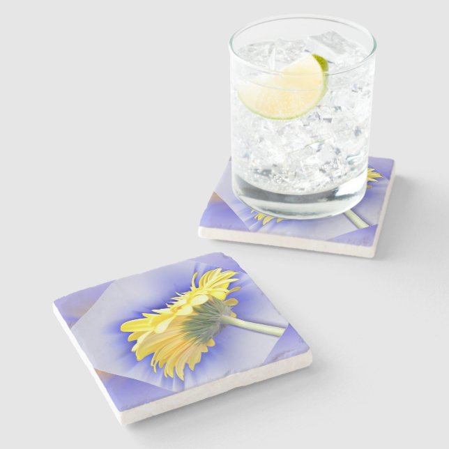 Posavasos De Piedra Amarillo y azul (Lateral)