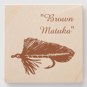 Posavasos De Piedra Amarre de mosca marrón Matuka y calzador de pesca