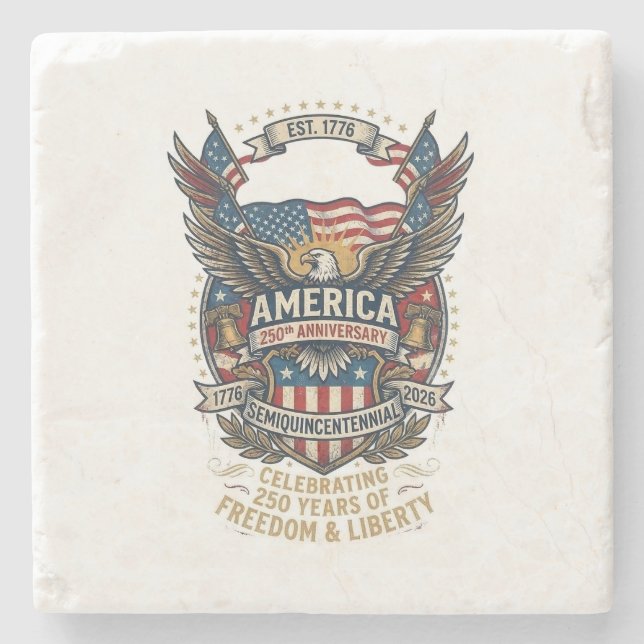 Posavasos De Piedra America 250th Americana 1776 Freedom Eagle USA (Anverso)
