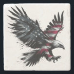 Posavasos De Piedra american flag stamp with Eagle Shadow – Abstract<br><div class="desc">A powerful blend of symbolism and art. This abstract eagle silhouette carries fragments of the American flag within its wings,  evoking strength and resilience. Designed in a shadowy,  minimalistic style with no background,  it’s perfect for unique 4th of July t-shirts,  posters,  or statement gifts.</div>