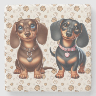 Posavasos De Piedra Amigos de Cute Dachshund