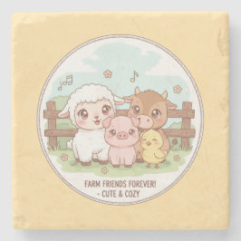 Posavasos De Piedra Amigos de la granja para siempre - lindo y acogedo