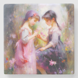 Posavasos De Piedra Amigos y flores