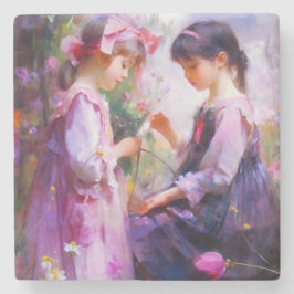 Posavasos De Piedra Amigos y flores 2