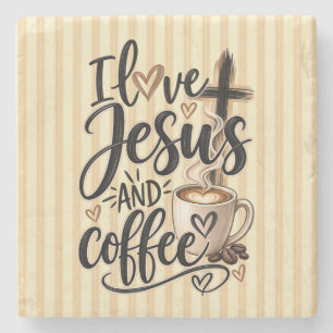 Posavasos De Piedra Amo a Jesús y el café