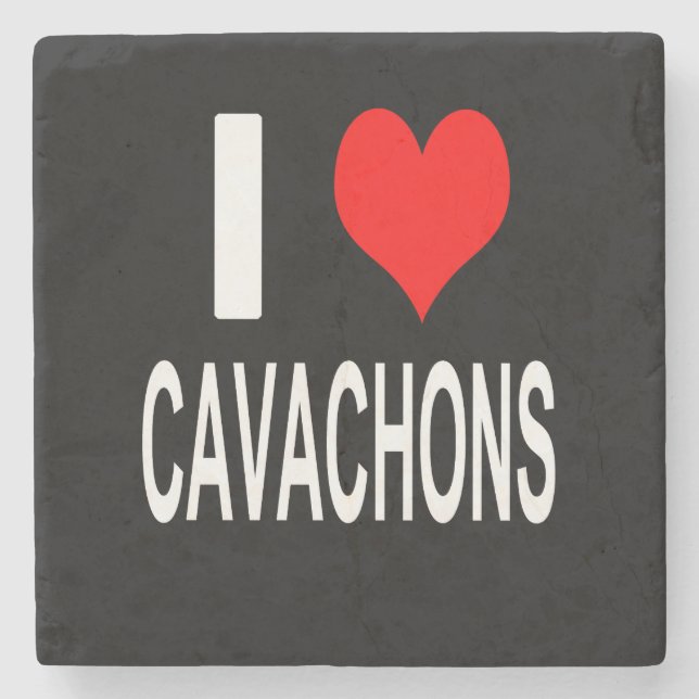 Posavasos De Piedra Amo a las Cavachons (Anverso)